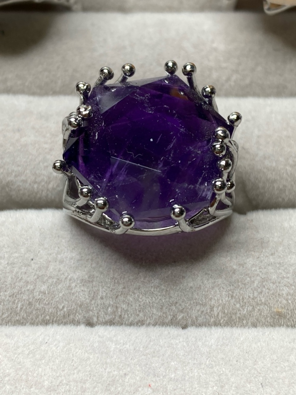 Star of David Amethyst Ring • Rose-Cut Sacred Geometry • Crown Halo Statement - Picture 3 of 7